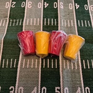 4 TUPPERWARE BELL TUMBLERS CUPS PRIMARY 2 RED 2 YELLOW CHILD KIDS TODDLERS - NEW